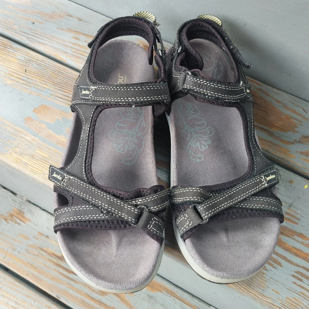 JAMBU All Terra Design Womens Sandals Leather Black Size 8.5M